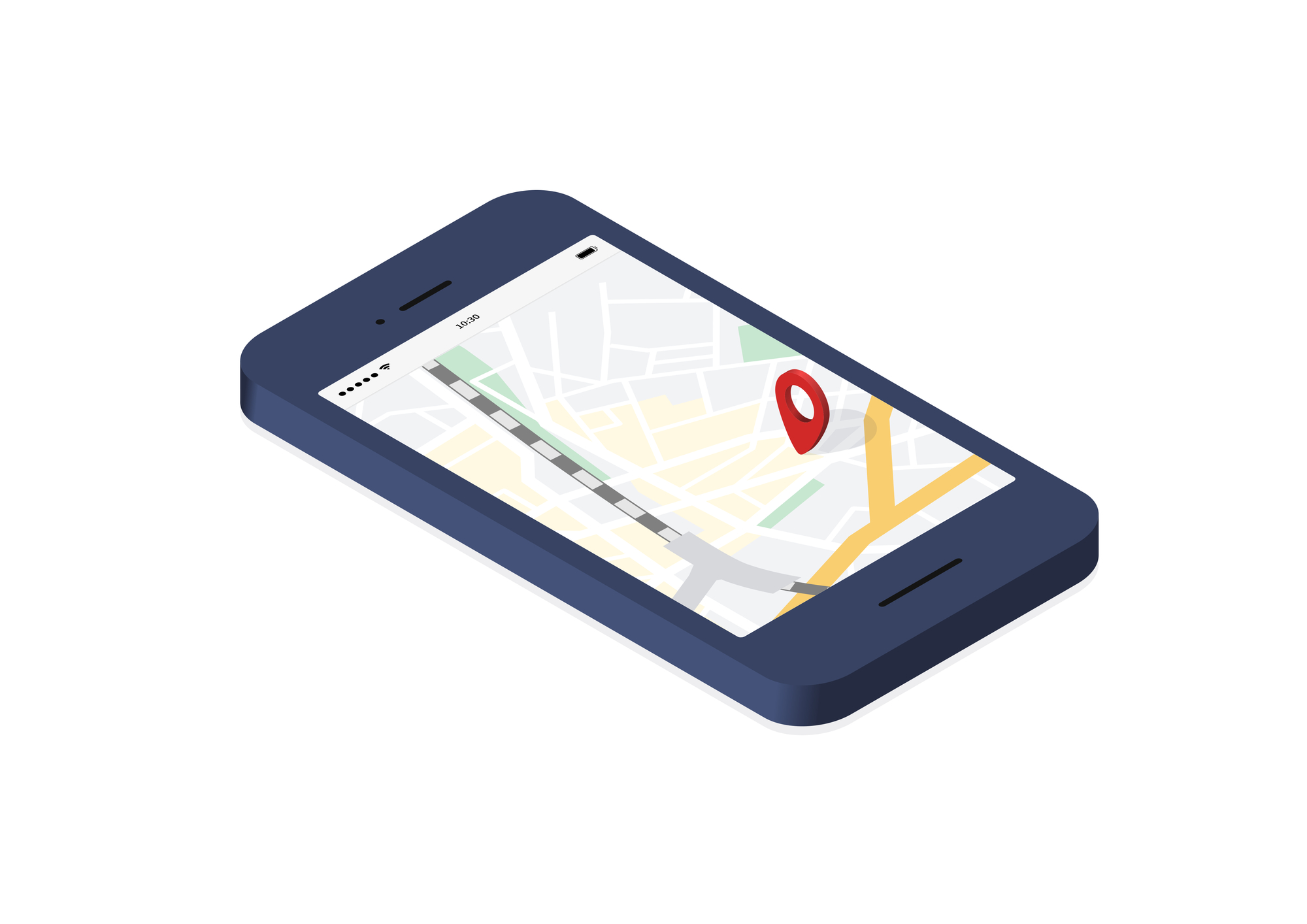 スマートフォンの地図上に位置情報のピンが表示されているイメージ